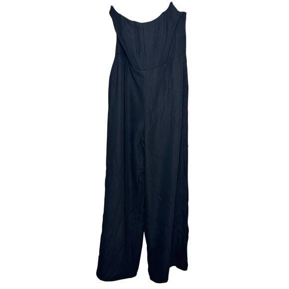 Dessy Collection NWT Black Strapless Cat-Eye Corset Crepe Jumpsuit Formal 6 - Picture 3 of 14